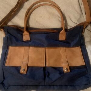 Stylish Blue and Tan Bag